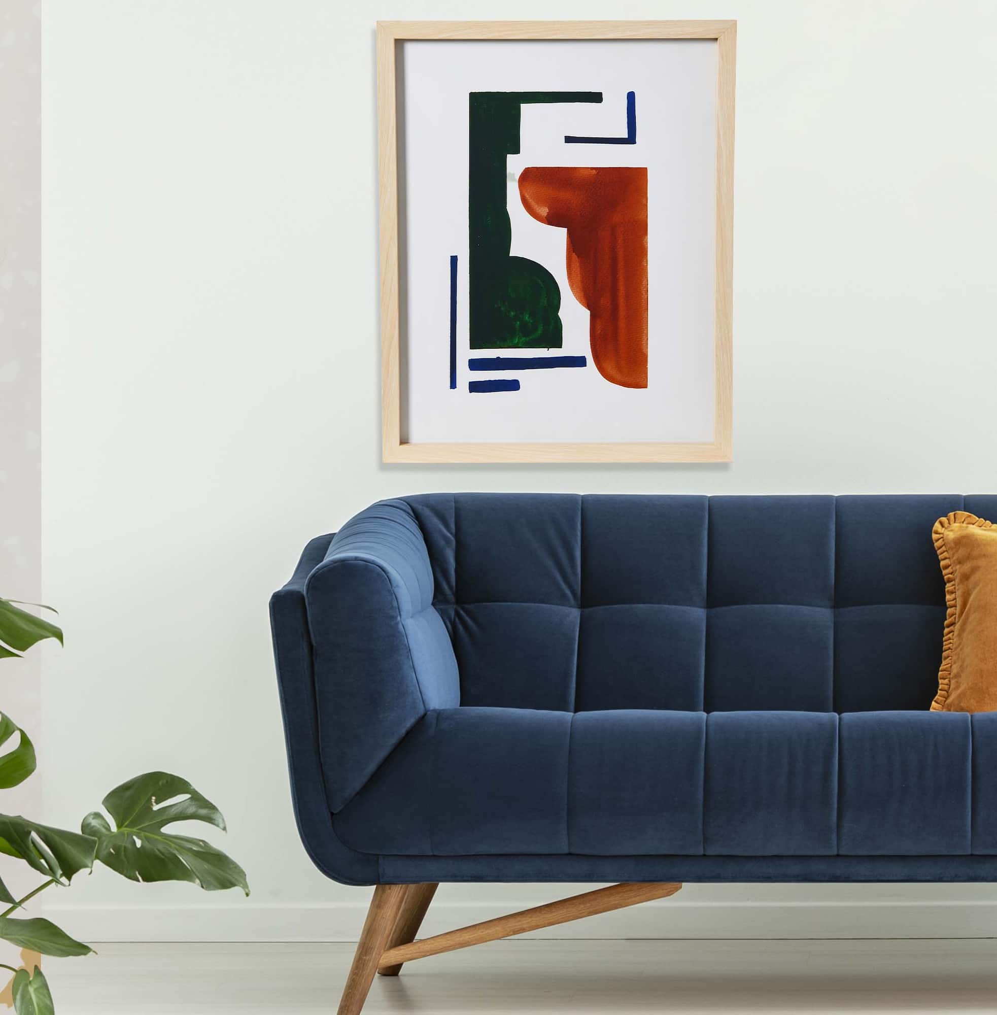 Hello Honey® Abstract Geometric Print with Natural Solid Wood Frame